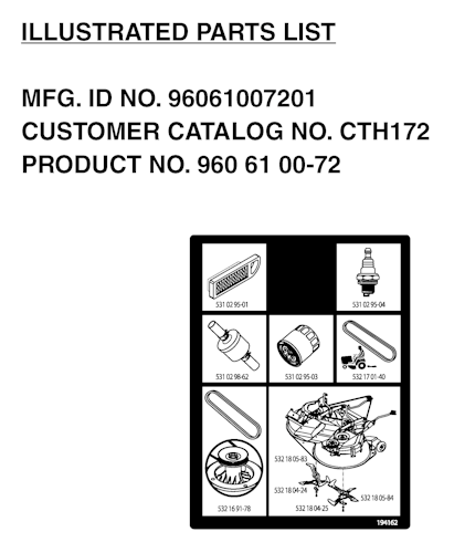 Husqvarna Gartentraktoren 96061007201 CTH172