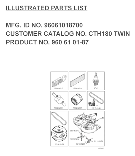 Husqvarna Gartentraktoren 96061018601 CTH180 Twin