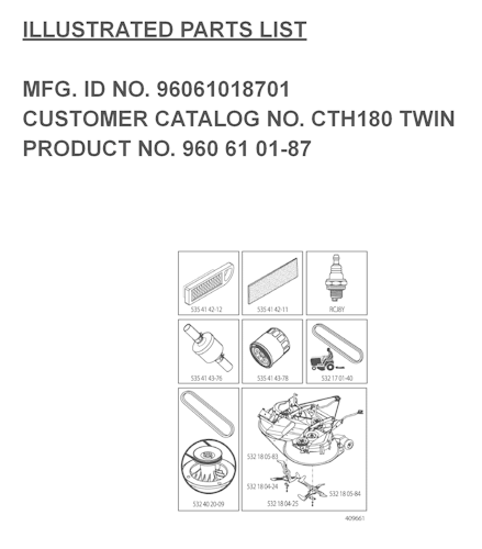 Husqvarna Gartentraktoren 96061018701 CTH180 Twin