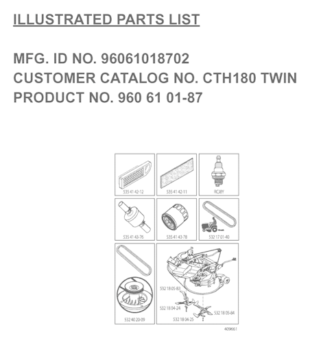 Husqvarna Gartentraktoren 96061018702 CTH180 Twin