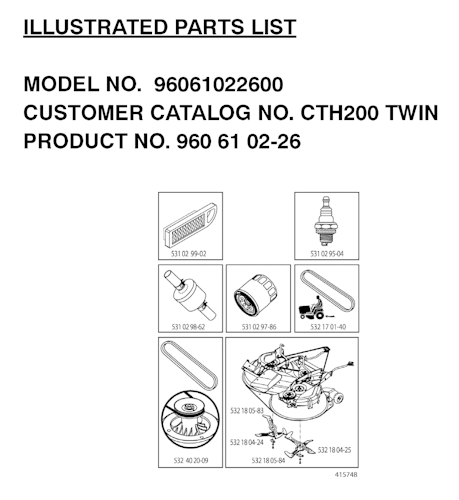 Husqvarna Gartentraktoren 96061022600 CTH200 Twin