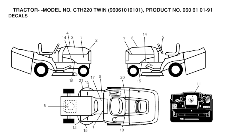 Husqvarna Gartentraktoren 96061019101 CTH220 Twin