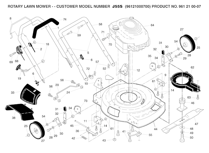 Husqvarna Rasenmäher gelegentliche Nutzung 96121000700 J 55S Bild