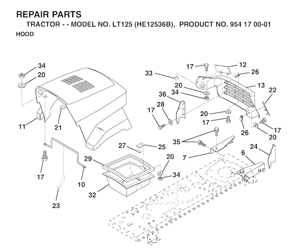 Husqvarna Gartentraktoren LT125, HE12536B, 954170001, 1996-10 Bild