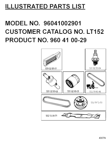 Husqvarna Gartentraktoren 96041002901 LT152