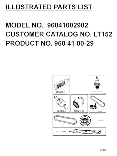 Husqvarna Gartentraktoren 96041002902 LT152