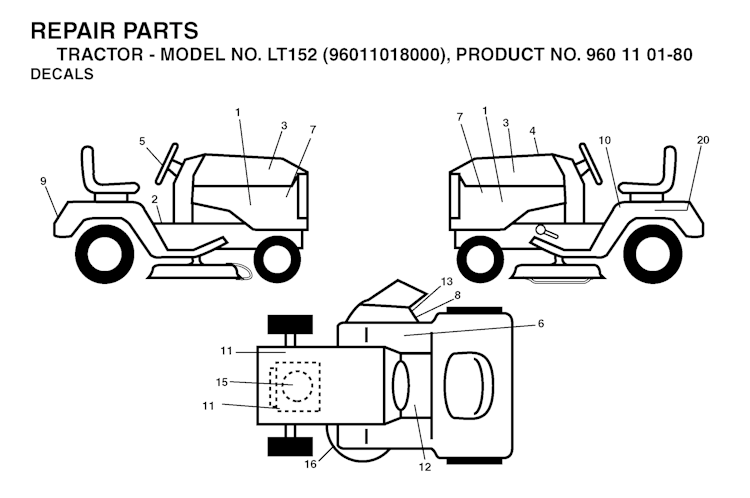 Husqvarna Gartentraktoren LT152, 96011018000, 960110180, 2006-03