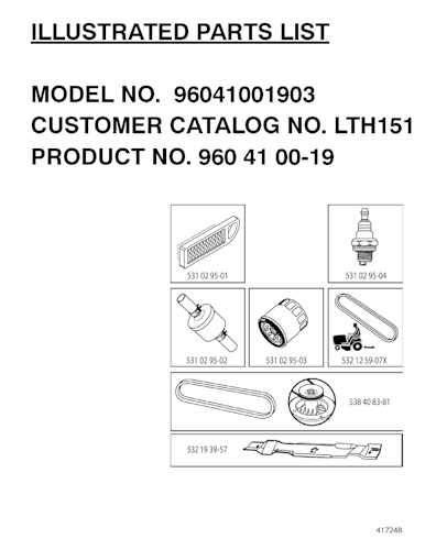 Husqvarna Gartentraktoren 96041002003 LTH151