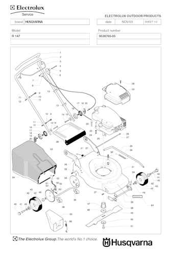 Husqvarna Rasenmäher gelegentliche Nutzung R147, 9538765-05, 2004-01