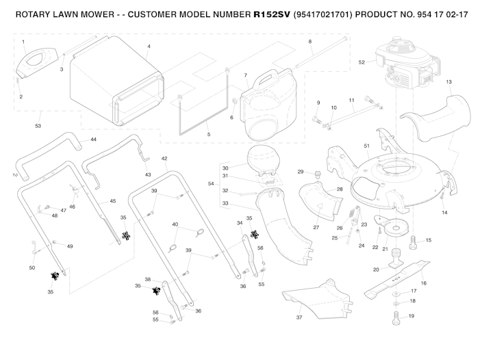 Husqvarna Rasenmäher gelegentliche Nutzung R152SV, 95417021701, 954170217, 2005-02