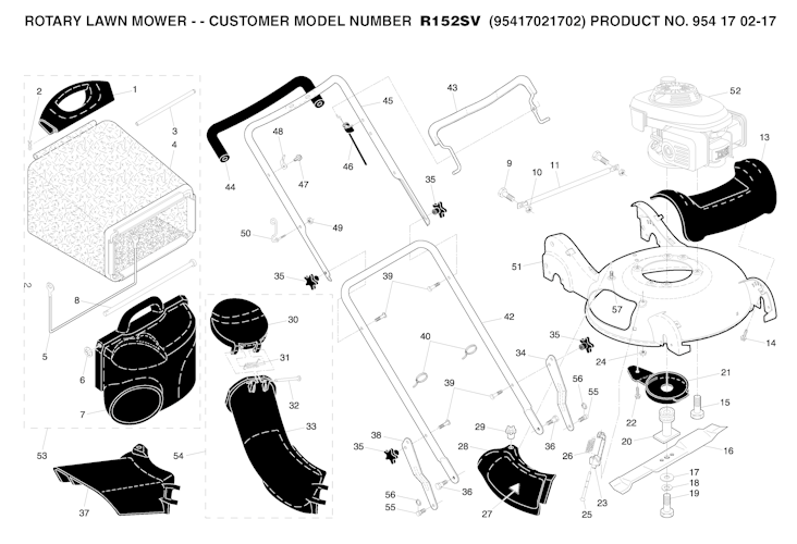 Husqvarna Rasenmäher gelegentliche Nutzung R152SV, 95417021702, 954170217, 2005-02