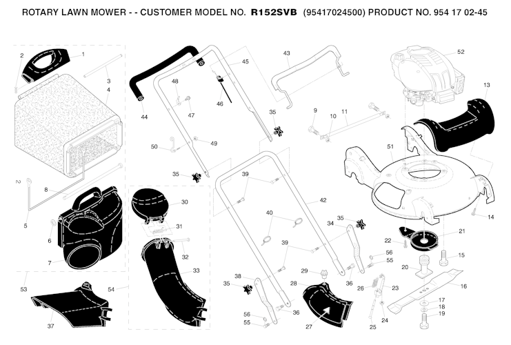 Husqvarna Rasenmäher gelegentliche Nutzung R152SVB, 95417024500, 954170245, 2005-02