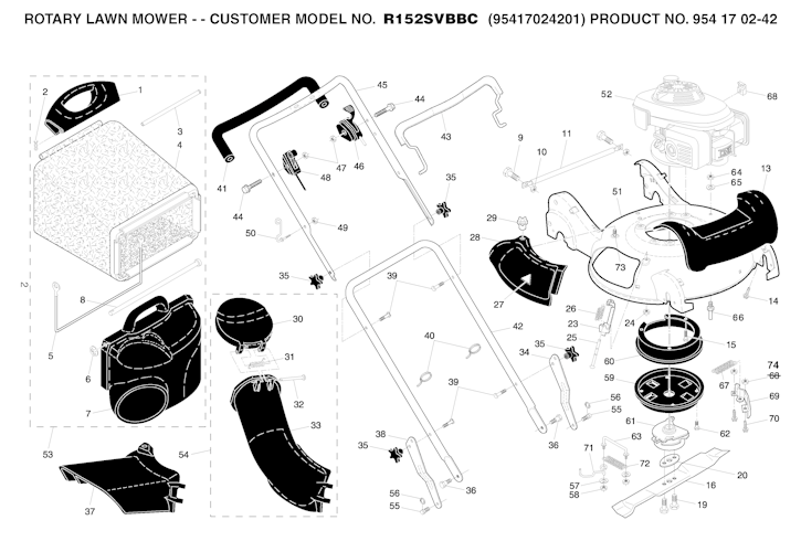 Husqvarna Rasenmäher gelegentliche Nutzung R152SVBBC, 95417024201, 954170242, 2005-02