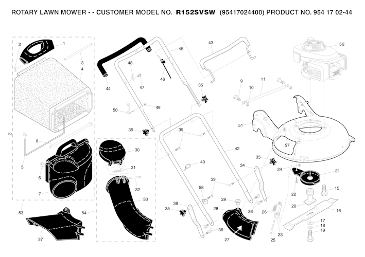 Husqvarna Rasenmäher gelegentliche Nutzung R152SVSW, 95417024400, 954170244, 2005-02