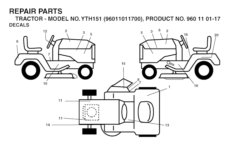 Husqvarna Gartentraktoren YTH151, 96011011700, 960110117, 2006-01