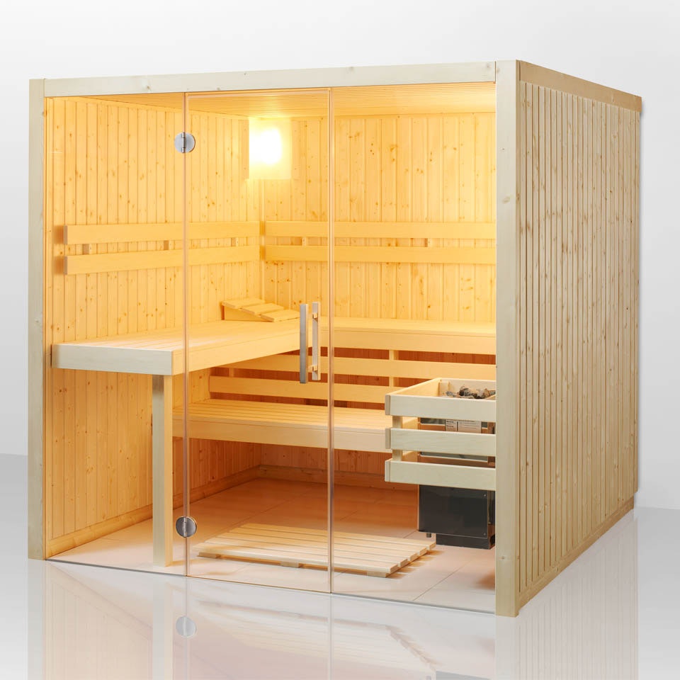 Infraworld Sauna Panorama - Elementsauna mit Glasfront inkl. 5-teiligem gratis Zubehörset
