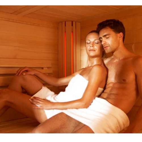 B-Ware Infraworld Sauna Panorama - Elementsauna mit Glasfront inkl. 5-teiligem gratis Zubehörset Bild