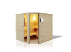 Infraworld Sauna Urban Complete 209 Ecke - 40 mm Massivholzsauna inkl. 5-teiligem gratis Zubehörset