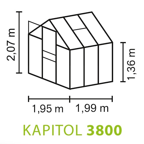 Vitavia Gewächshaus Kapitol 3800 inkl. 1 Dachfenster, Regenrinnen, Stahlfundamentrahmen - 3,8 m² Bild