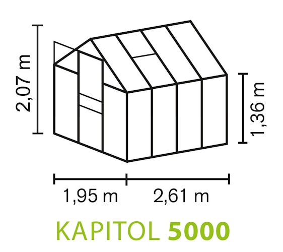 Vitavia Gewächshaus Kapitol 5000 inkl. 1 Dachfenster, Regenrinnen, Stahlfundamentrahmen - 5 m² Bild