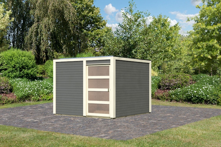 Karibu Gartenhaus Qubic 2 mit Schiebetür - 19 mm