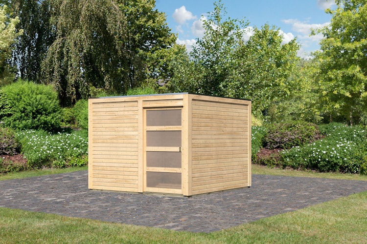 Karibu Gartenhaus Qubic 2 mit Schiebetür - 19 mm