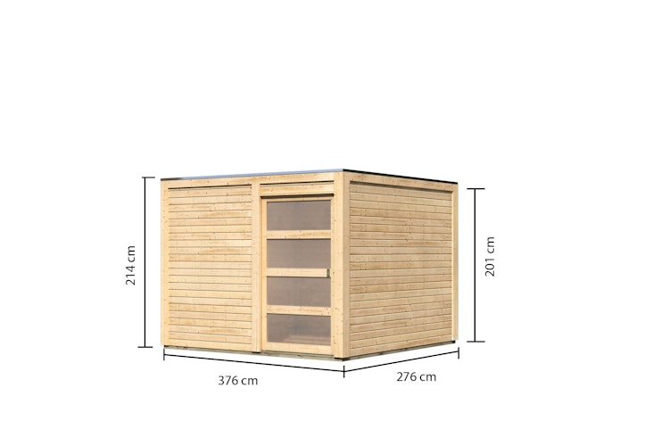 Karibu Gartenhaus Qubic 2 mit Schiebetür - 19 mm