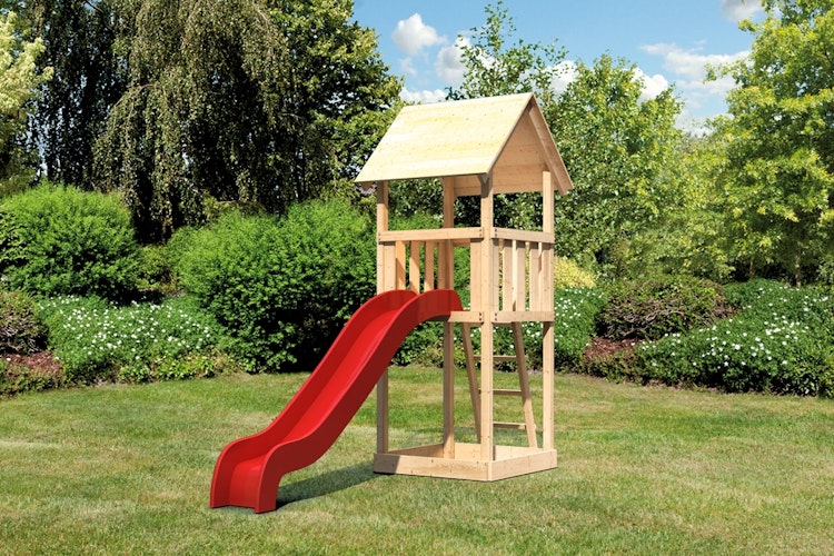 Akubi Kinderspielturm Lotti mit Satteldach inkl. Wellenrutsche (Set A)