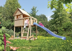 Akubi Kinderspielturm Frieda mit Rutsche (Set A) inkl. gratis Akubi Farbystem & Kuscheltier