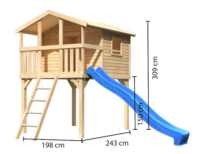 Akubi Kinderspielhaus Kinderspielgerät Benjamin inkl. Wellenrutsche (Set A)