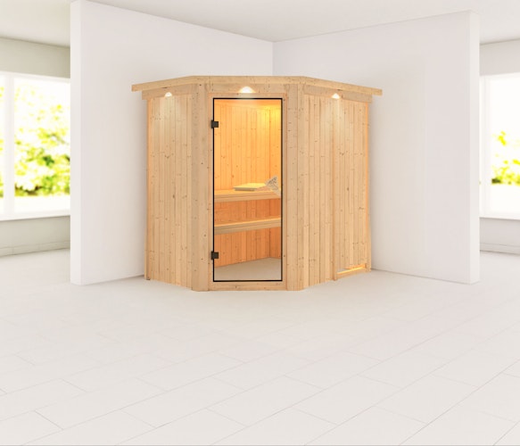 Karibu Sauna Carin mit Eckeinstieg 68 mm