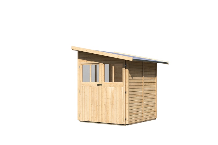 Karibu Premium Anlehn-Gartenhaus Gerätehaus Juist/Wandlitz 2/3/4/5 - 19 mm inkl. gratis Innenraum-Pflegebox im Wert von 99€