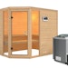 Karibu Sauna Sinai 3 - Massivholzsauna mit Eckeinstieg 38 mm inkl. 9-teiligem gratis ZubehörpaketBild