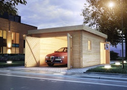 Karibu Flachdach Garage mit Tor - 40 mm