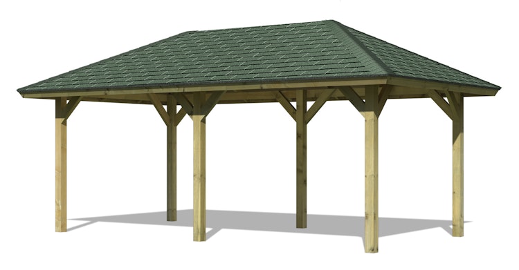 Karibu 4-Eck Pavillon Bergen 1/2 kesseldruckimprägniert Sparset inkl. Dachschindeln