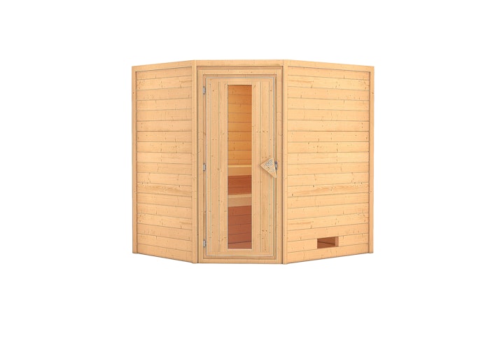 Karibu Woodfeeling Sauna Mia - 38 mm Massivholz Aktionssauna inkl. 8-teiligem gratis Zubehörpaket (Gesamtwert 191,92€)