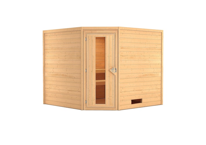 Karibu Woodfeeling Sauna Leona - 38 mm Massivholz inkl. 8-teiligem gratis Zubehörpaket (Gesamtwert 191,92€)