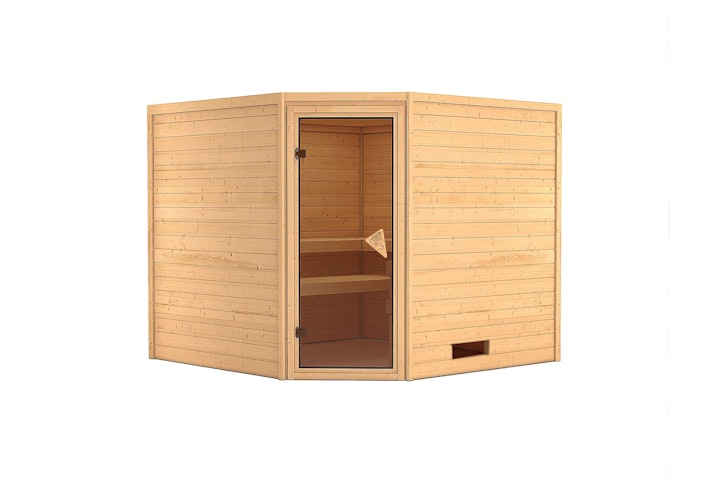 Karibu Woodfeeling Sauna Leona - 38 mm Massivholz inkl. gratis Saunaofen & 8-teiligem Zubehörpaket (Gesamtwert 741,91€) Bild