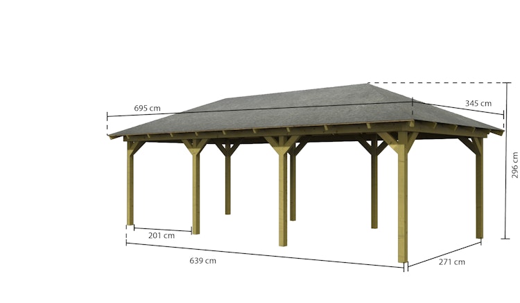 Karibu 4-Eck Pavillon Perida 2 kesseldruckimprägniert Bild