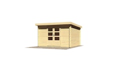 Karibu Woodfeeling Gartenhaus Bastrup 7 naturbelassen - 28 mm inkl. gratis Innenraum-Pflegebox im Wert von 99€