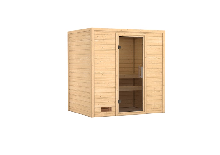 Karibu Woodfeeling Sauna Sonja - 38 mm Massivholz Aktionssauna inkl. 8-teiligem gratis Zubehörpaket (Gesamtwert 191,92€)