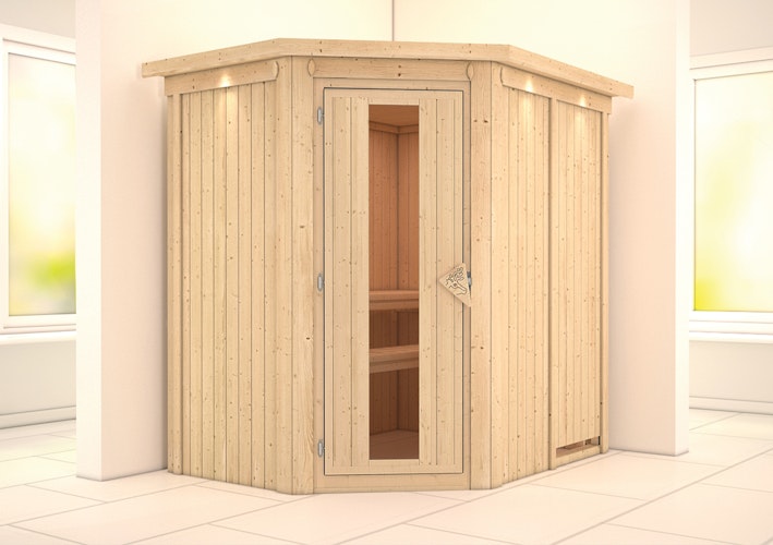 Karibu Sauna Carin mit Eckeinstieg 68 mm