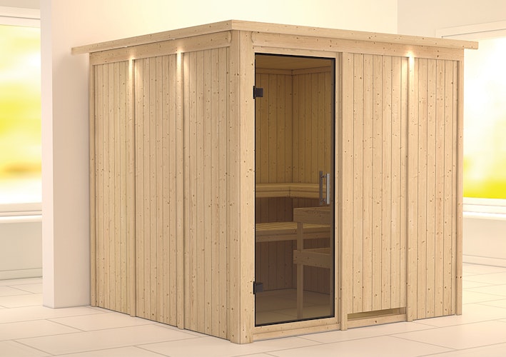 Karibu Sauna Rodin mit Fronteinstieg 68 mm