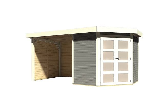 Karibu Gartenhaus Goldendorf 3/5 mit 240 cm Schleppdach + Seiten- und Rückwand - 19 mm Vorschaubild Galerie