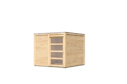 Karibu Gartenhaus Qubic 1 mit Schiebetür - 19 mm inkl. gratis Innenraum-Pflegebox im Wert von 99€