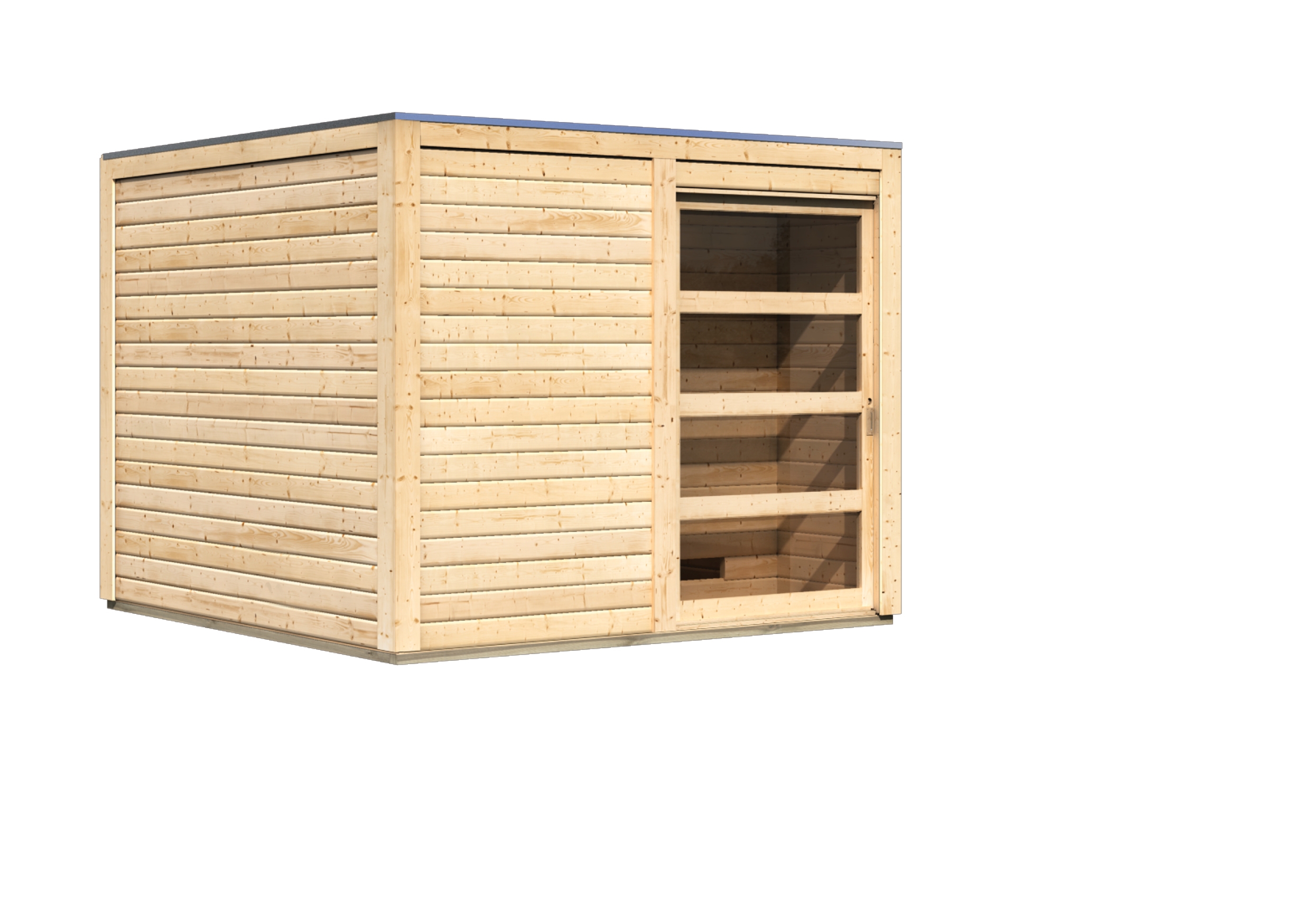 Vorschaubild Galerie Karibu Gartensauna Saunahaus Cuben inkl. Vorraum, naturbelassen inkl. 9-teiligem gratis Zubehörpaket
