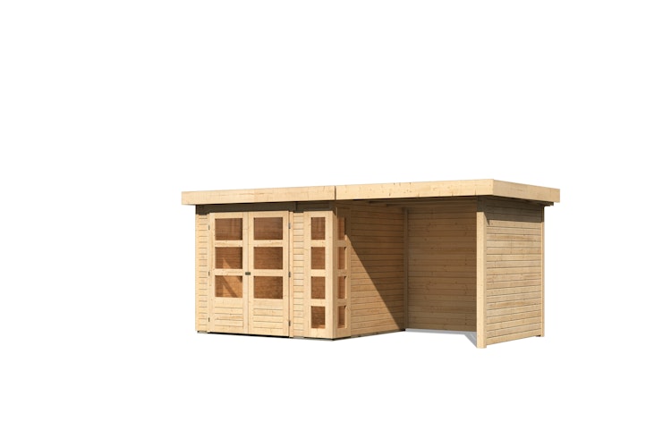 Karibu Woodfeeling Gartenhaus Kerko 3/4/5 mit 240 cm Schleppdach/Seiten- und Rückwand inkl. gratis Innenraum-Pflegebox im Wert von 99€