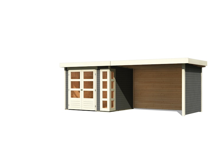 Karibu Woodfeeling Gartenhaus Kerko 3/4/5 mit 280 cm Schleppdach/Seiten- und Rückwand