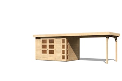 Karibu Woodfeeling Gartenhaus Kerko 3/4/5/6 mit 280 cm Schleppdach - 19 mm inkl. gratis Innenraum-Pflegebox im Wert von 99€