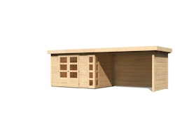 Karibu Woodfeeling Gartenhaus Kerko 3/4/5 mit 280 cm Schleppdach/Seiten- und Rückwand inkl. gratis Innenraum-Pflegebox im Wert von 99€
